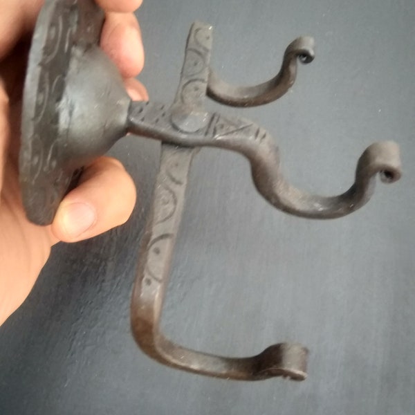 Blacksmith Wrought Iron Hook Fire Forged Coat Hooks  Handmade Metal  Wall Hooks Key Holders.