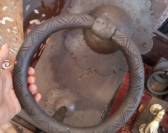 Huge black earrings metal Door Knocker and door  pull.About 10.5 inches ring size .