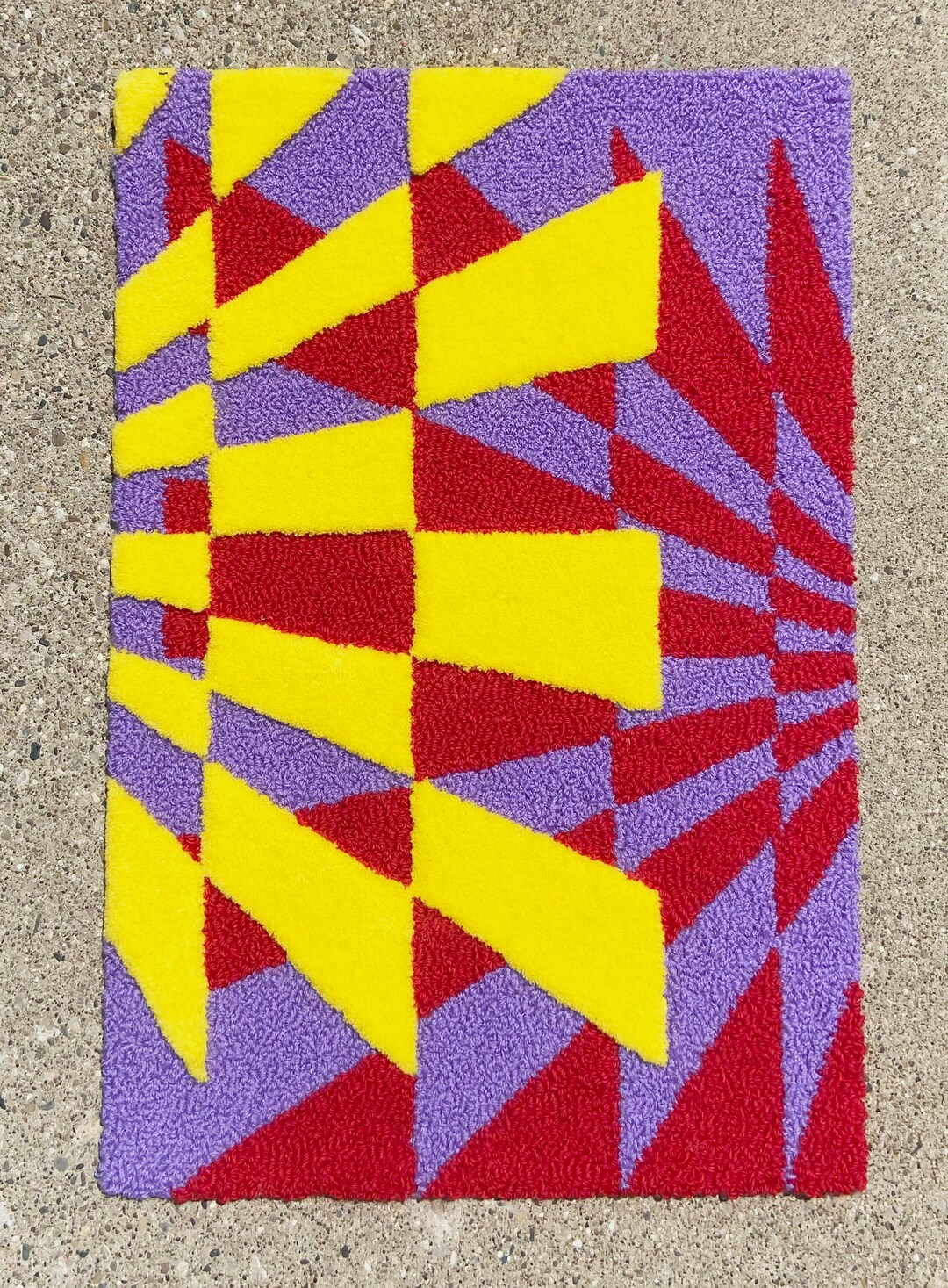 Checkered 3D Groovy Rug Lavender Red & Yellow Abstract Etsy
