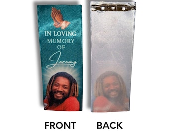 Set of 10+ Straight LARGE Memorial Ribbon with Pins Any Color Customized Pin for Loss Loved One Keepsake
