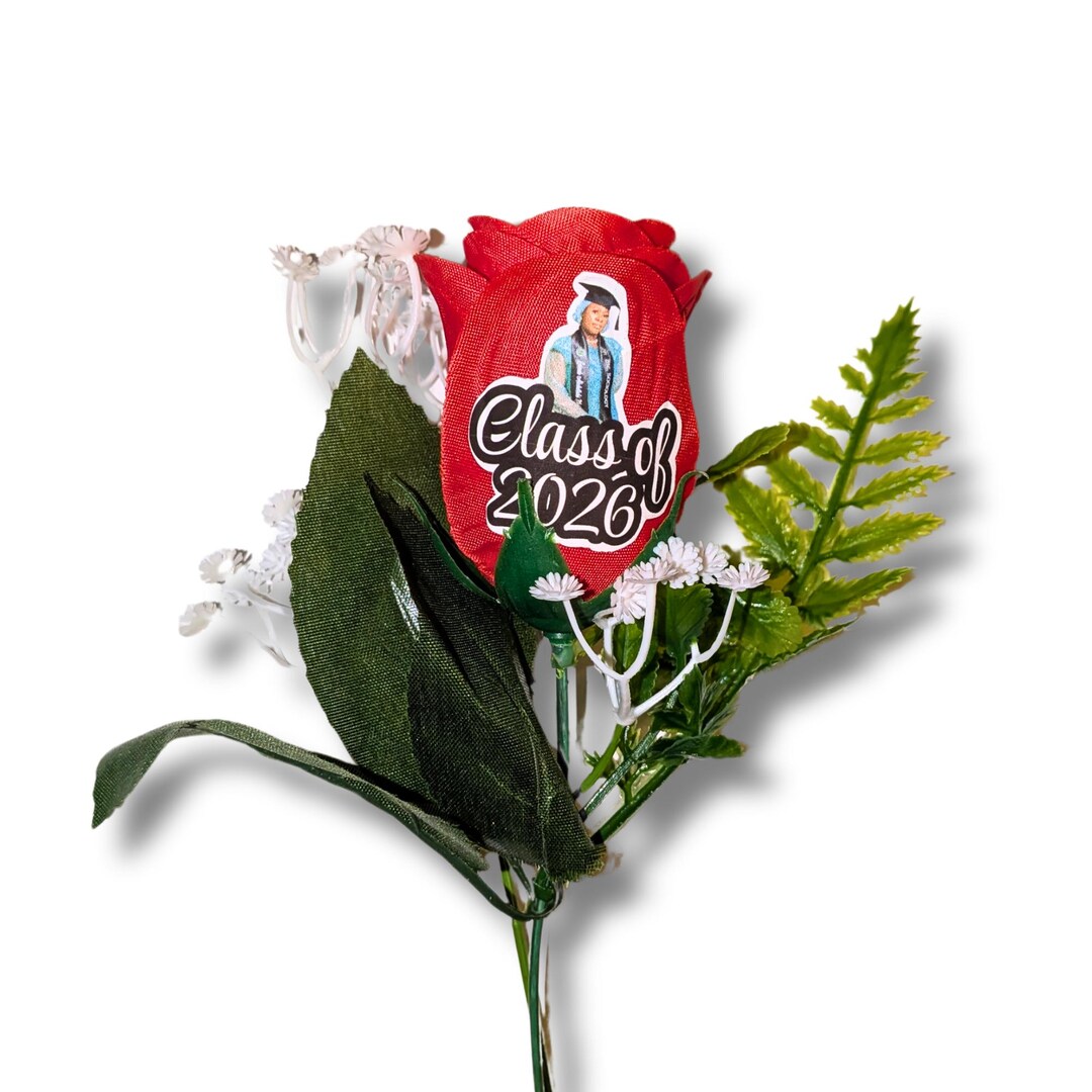 Red Roses Custom Custom Artificial Red Rose, Personalized Keepsake Photo or Message Rose ...