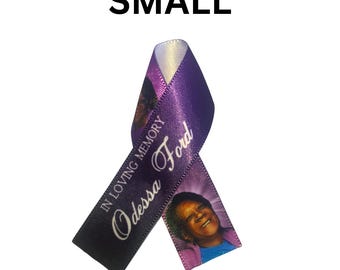 Set of 50+ SMALL Memorial Ribbon Keepsakes Customized Funeral Ribbon With Pins