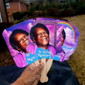 Custom Designed Funeral Memorial Keepsakes for Celebration of Life Fans for Balloon Release  Events In Loving Memory Fans