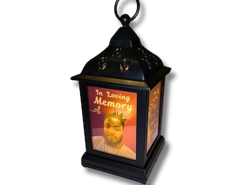 Personalized Black Candle Lantern with LED Flameless Candle, Wedding Memory Gift