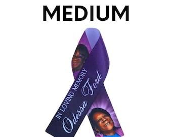 Set of 10-150 MEDIUM Customized Funeral Ribbon With Pins Any Color for Loved One Keepsake