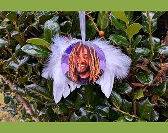 Custom Designed Ornament White Feather Angel Wing w/Hanger