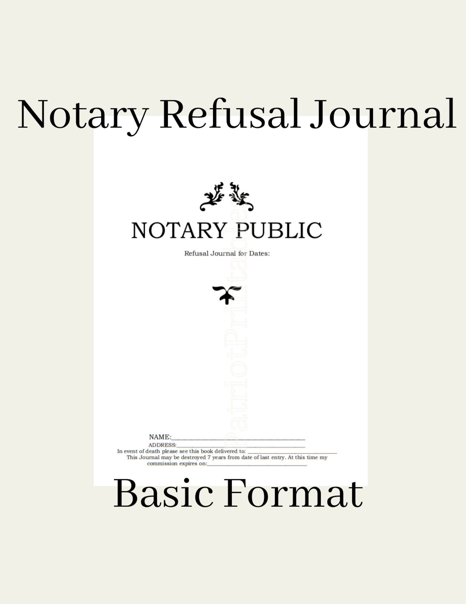 Basic Notary Refusal Journal Etsy