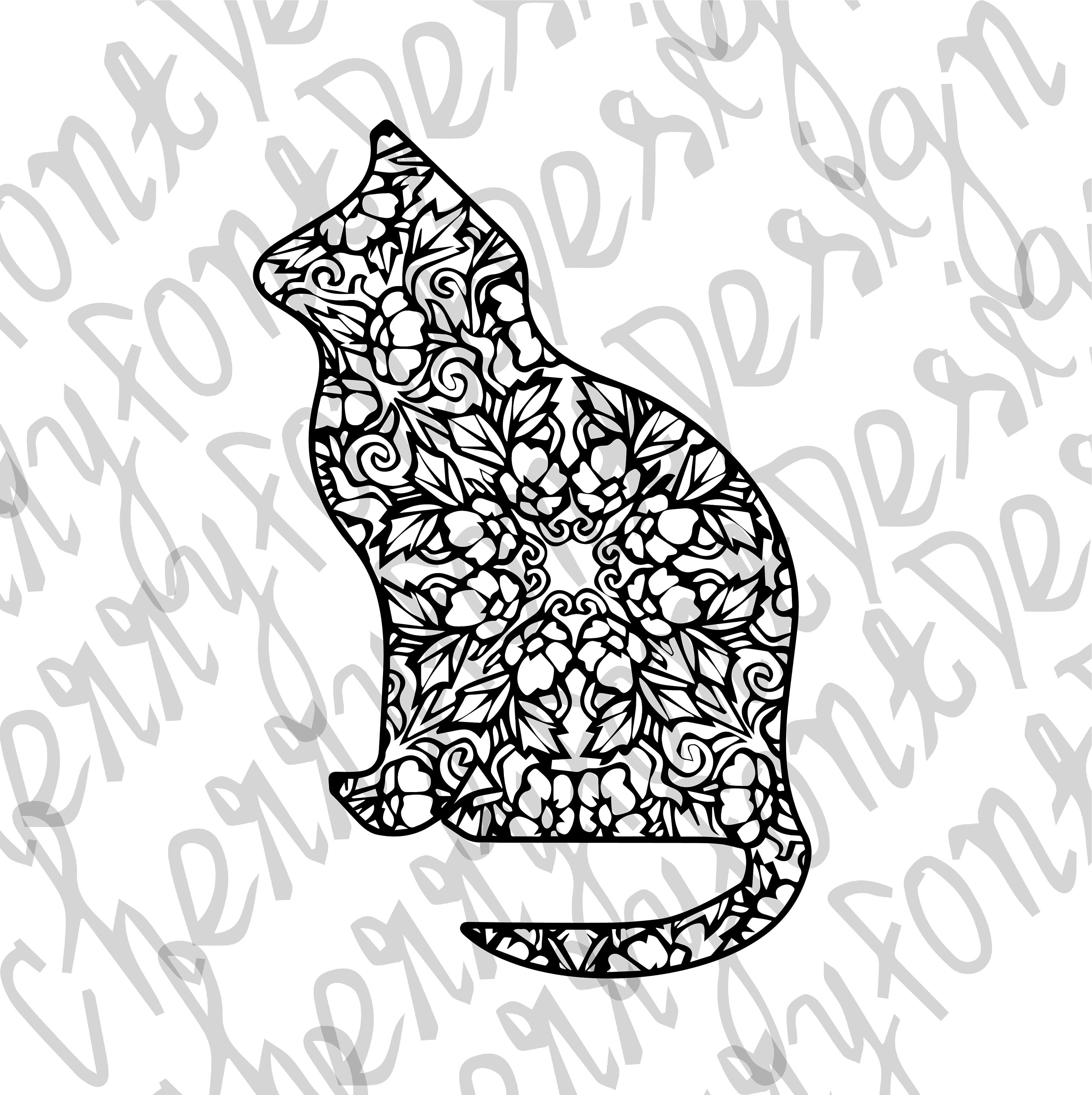 Download Cat Mandala SVG Butterfly SVG Cat Clipart Cat Cricut Cat | Etsy