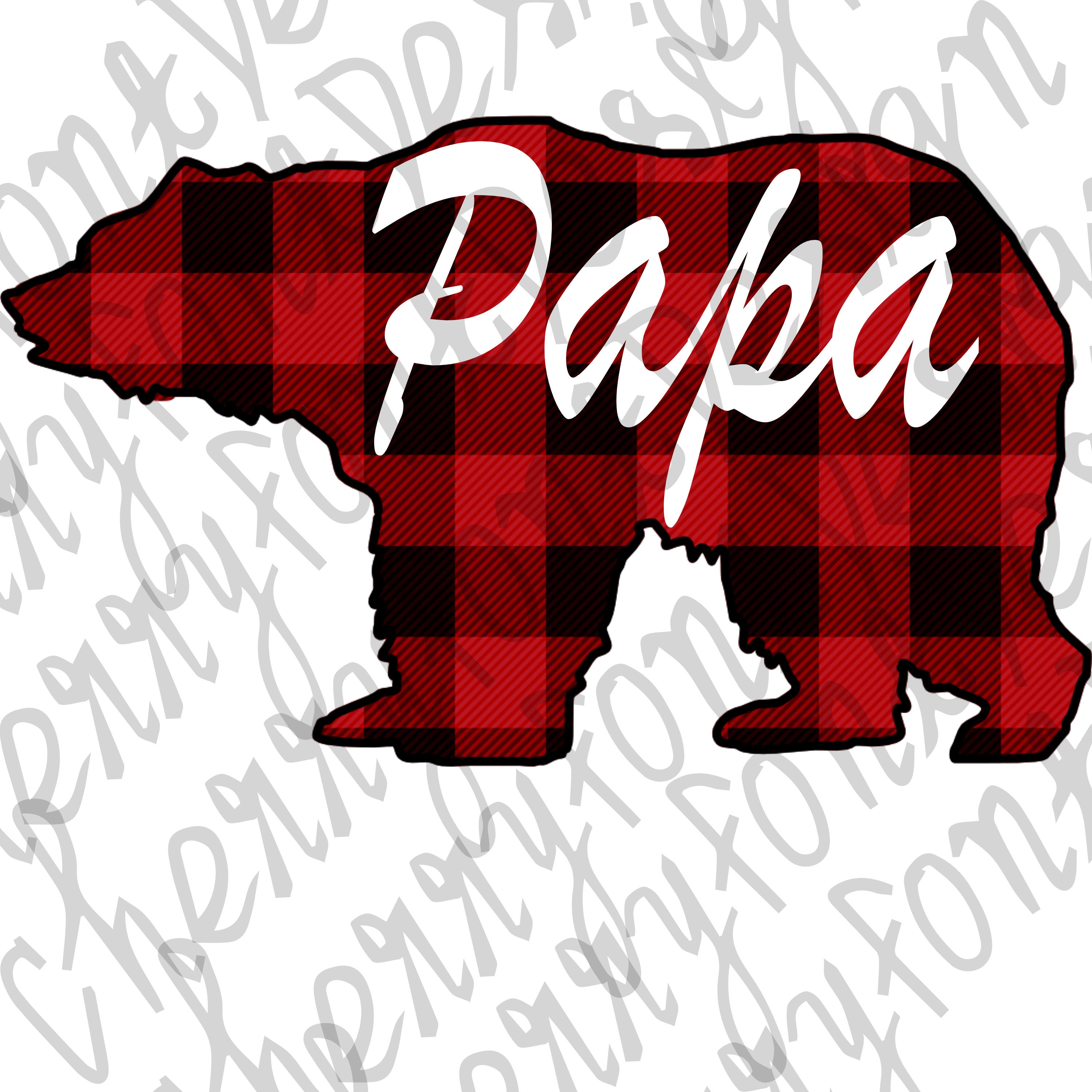 Father's Day Gift Papa Bear Png in Buffalo Plaid Clip | Etsy