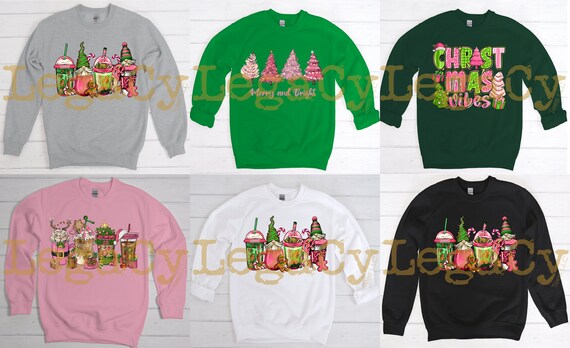 Pink & Green Christmas / Available in Tee, Crewneck, Hoodie, Tank, Long Sleeve