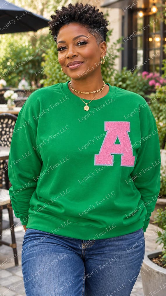 Chenille Patch Greek Letter Sweatshirt | Single Letter Crewneck | Sorority | Collegiate