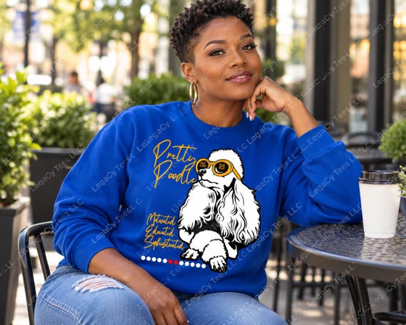 Pretty Poodle Apparel | Royal Blue & Gold Sorority Style | Black  Greek Inspired Graphic Crewneck