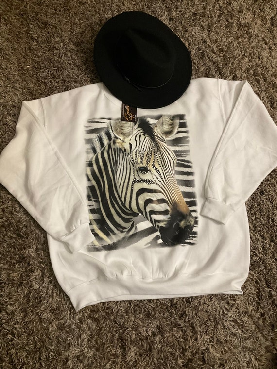 Zebra w/ Rhinestones / Available in Tee, Crewneck, Hoodie, Tank, Long Sleeve