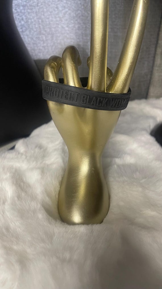 Protect Black Women / Black on Black, Embossed, Silicon Bracelet