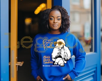 Pretty Poodle Apparel | Royal Blue & Gold Sorority Style | Black  Greek Inspired Graphic Crewneck