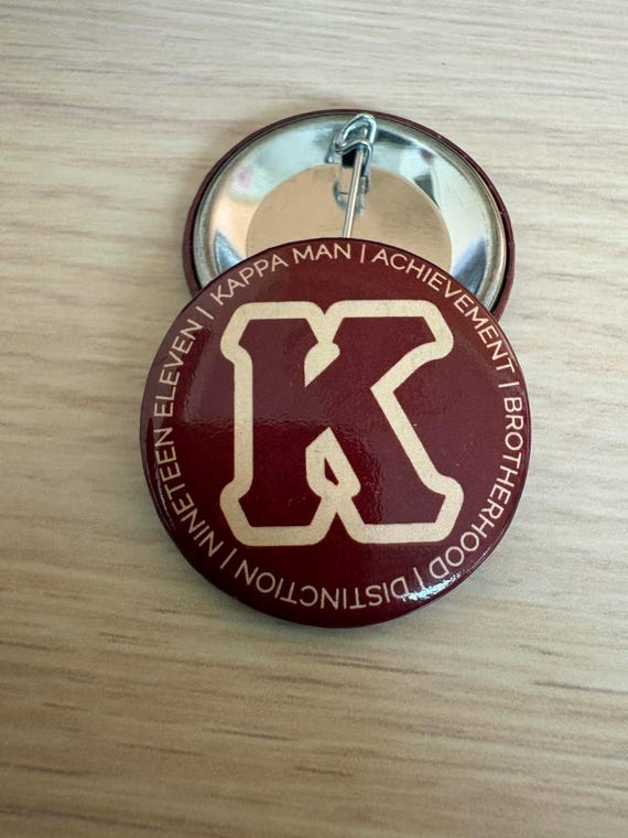 Kappa Man Achievement Pin Button – Fraternity Inspired Pinback Button – Greek Letter K Pin – Achievement Recognition Gift