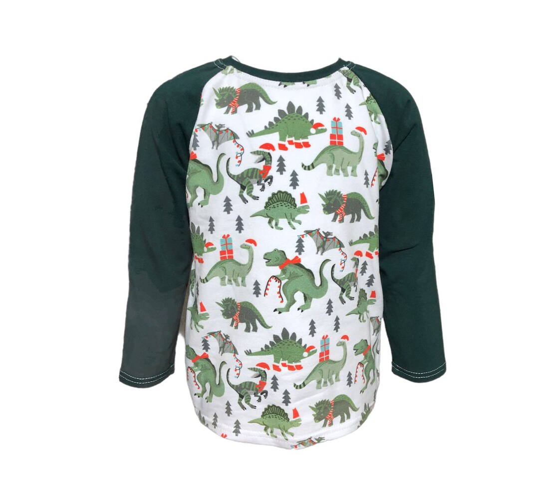 Boys Dino Santa Christmas L/S Romper or Shirt by Ishtex