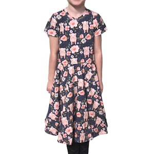 Pig Dress for Girls, twirl dress toddler girl summer clothes, peplum top, pig gifts for pig lovers, cottagecore dress for kids, pig leggings