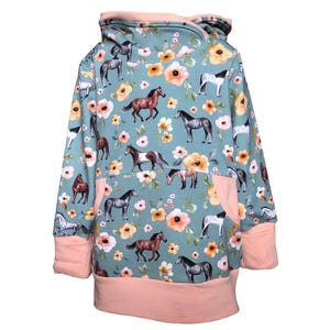 Horse Hoodie for Kids, Floral Hoodie for girls, Christmas gift for Toddler Girl, horse gifts for young girls, stocking stuffer for girls
