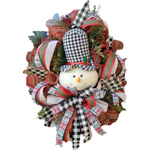 Farmhouse Snowman Wreath, Winter Snowman Wreath, Snowman Front Door Wreath, Christmas Farmhouse Snowman Wreath, Gift for Her, Housewarming