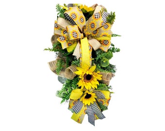 Sunflower swag, sunflower door decor, everyday wreath, Summer Door hanger, Fall Door hanger, fall sunflower wreath, Porch fall decor