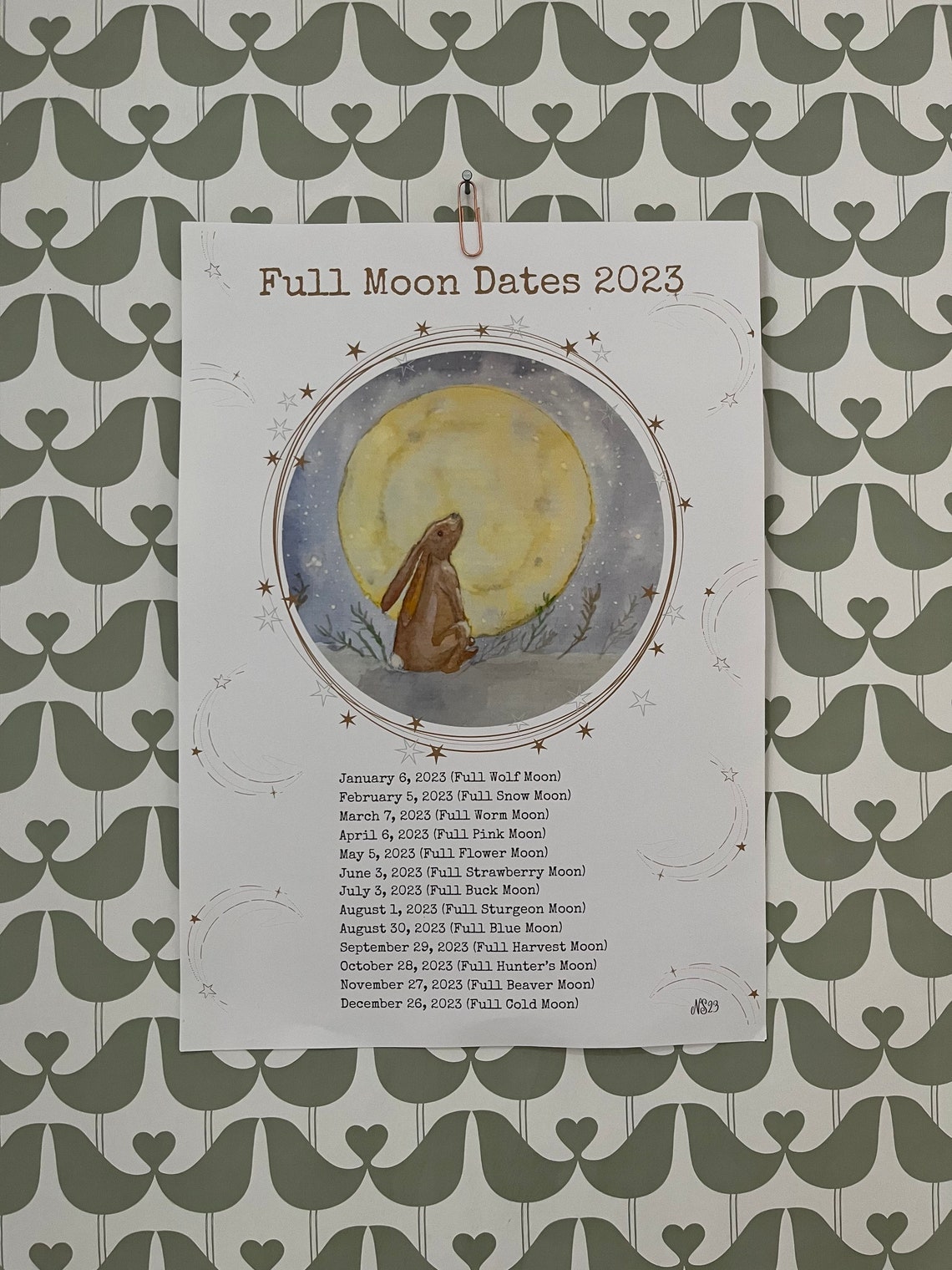 Full Moon Dates 2023 Full Moon Print Altar Decoration - Etsy UK