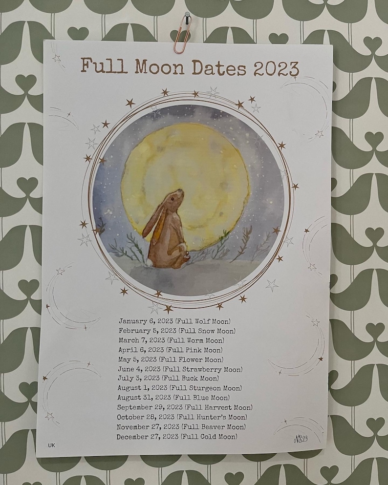 Full Moon Dates 2023 Full Moon Print Altar Decoration Etsy UK