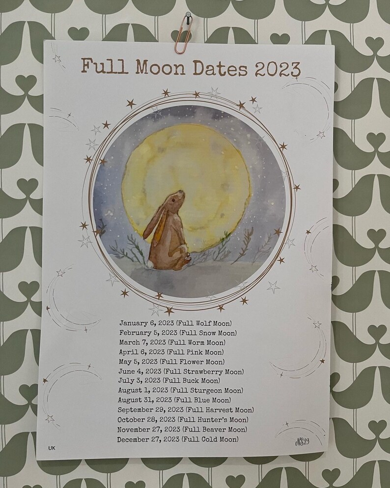 Full Moon Dates 2023 Full Moon Print Altar Decoration Etsy UK