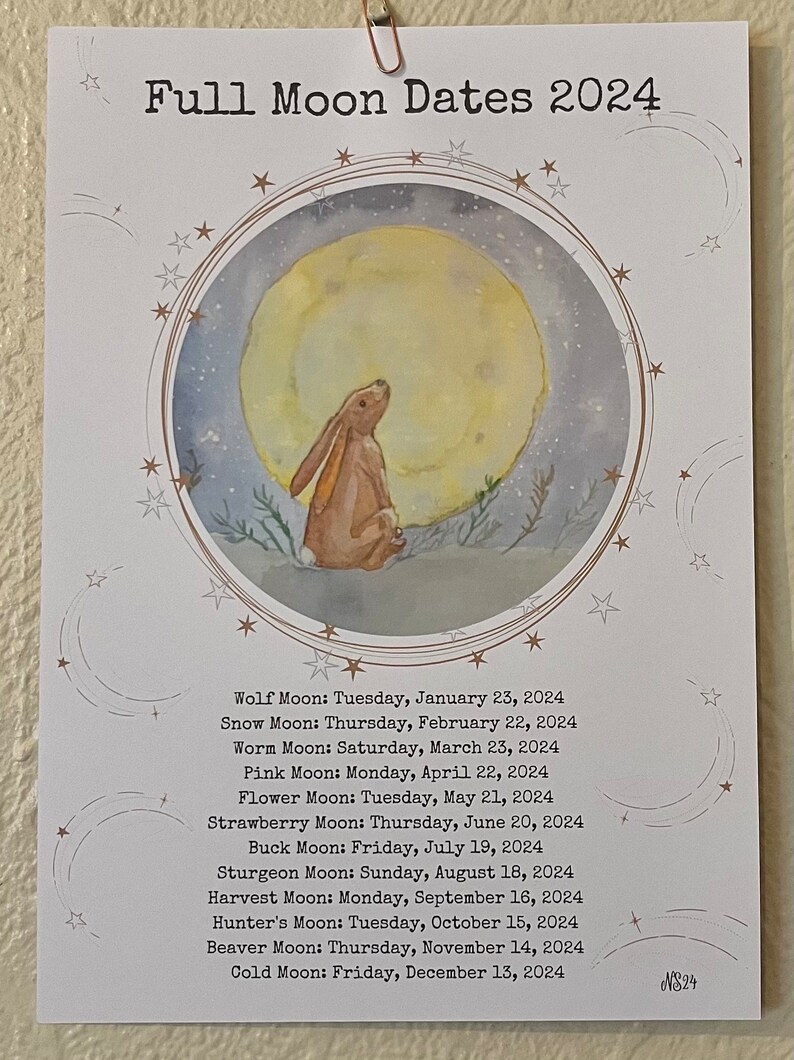 Uk Full Moon Dates 2024 Moon Gazing Hare Altar Decor Etsy