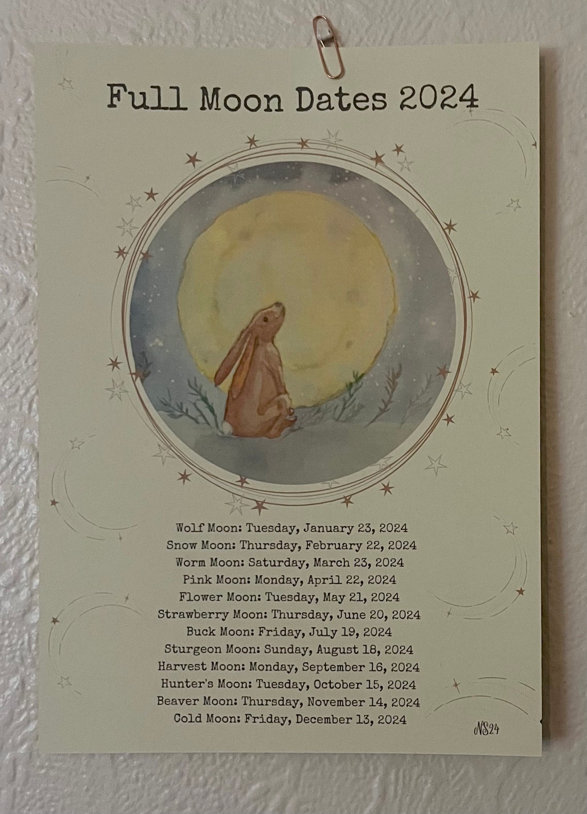 Uk Full Moon Dates 2024 Moon Gazing Hare Altar Decor Etsy