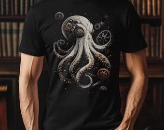Steampunk Octopus T-Shirt: Sci-Fi Cosmic Graphic Tee