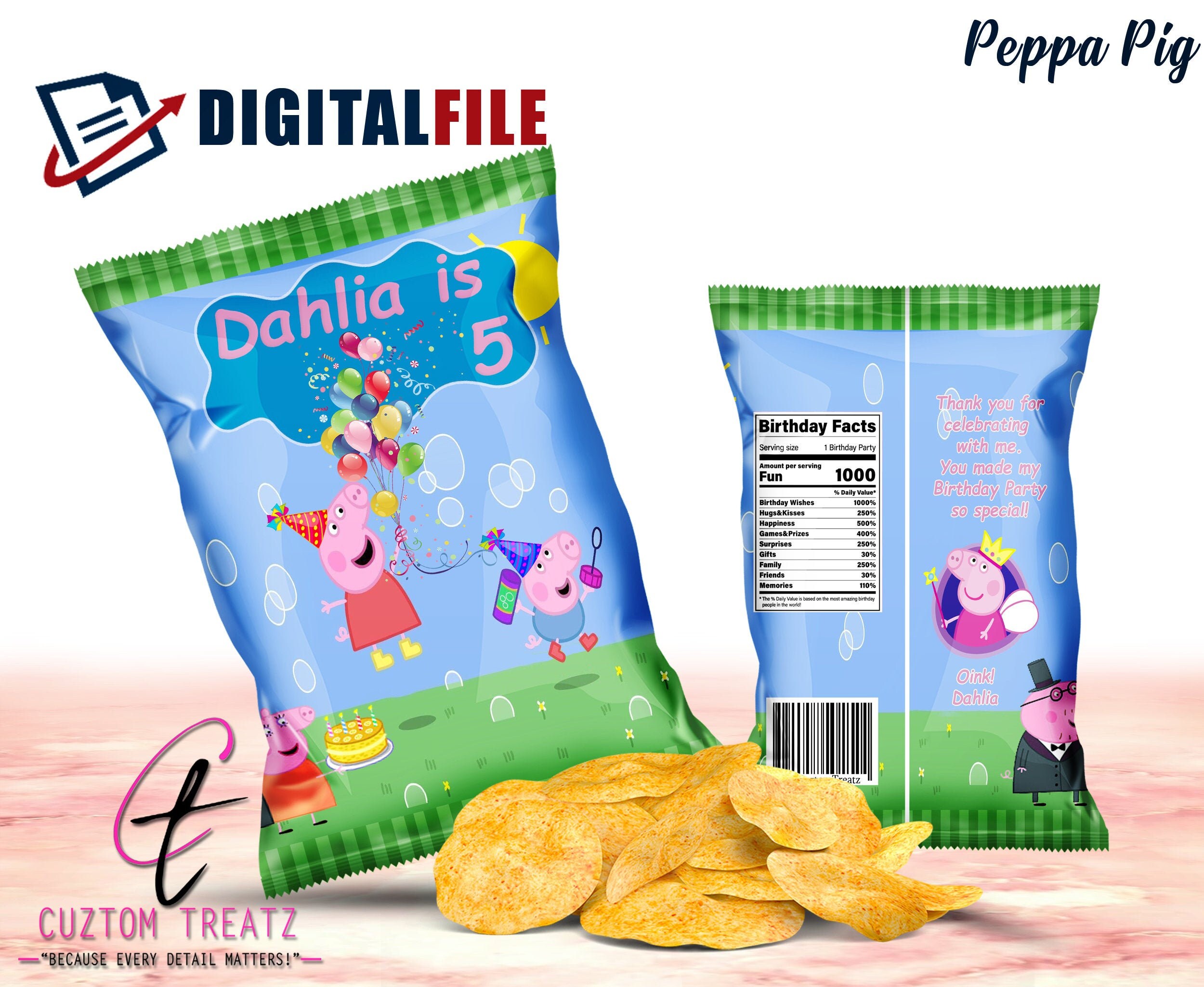 Peppa Pig Chip Bag Etsy