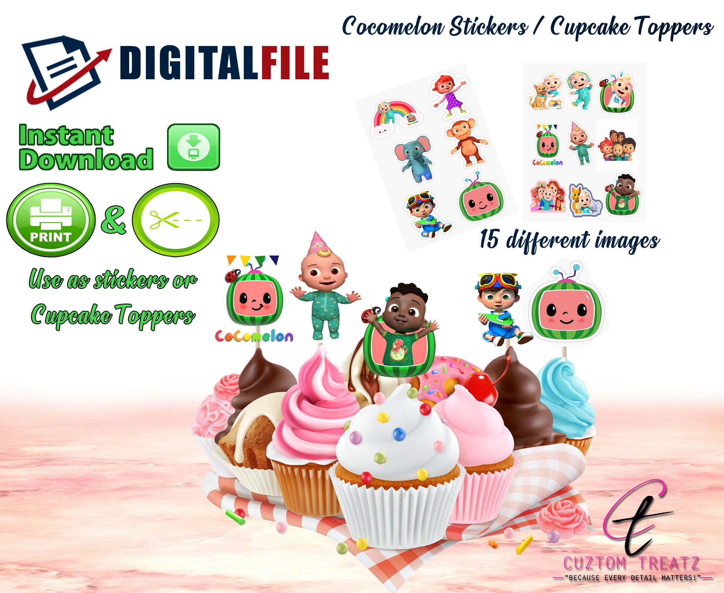 Cocomelon Cupcake Toppers Cocomelon Birthday Decoration - Etsy