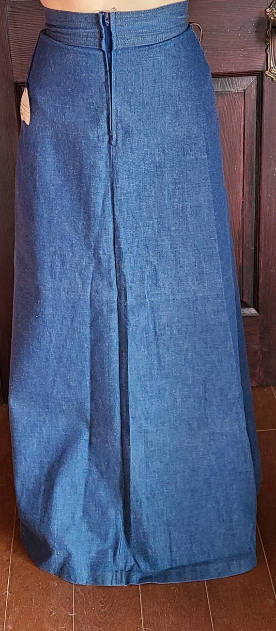 Vintage Long Jean Skirt with Leather Embellishmen… - image 3