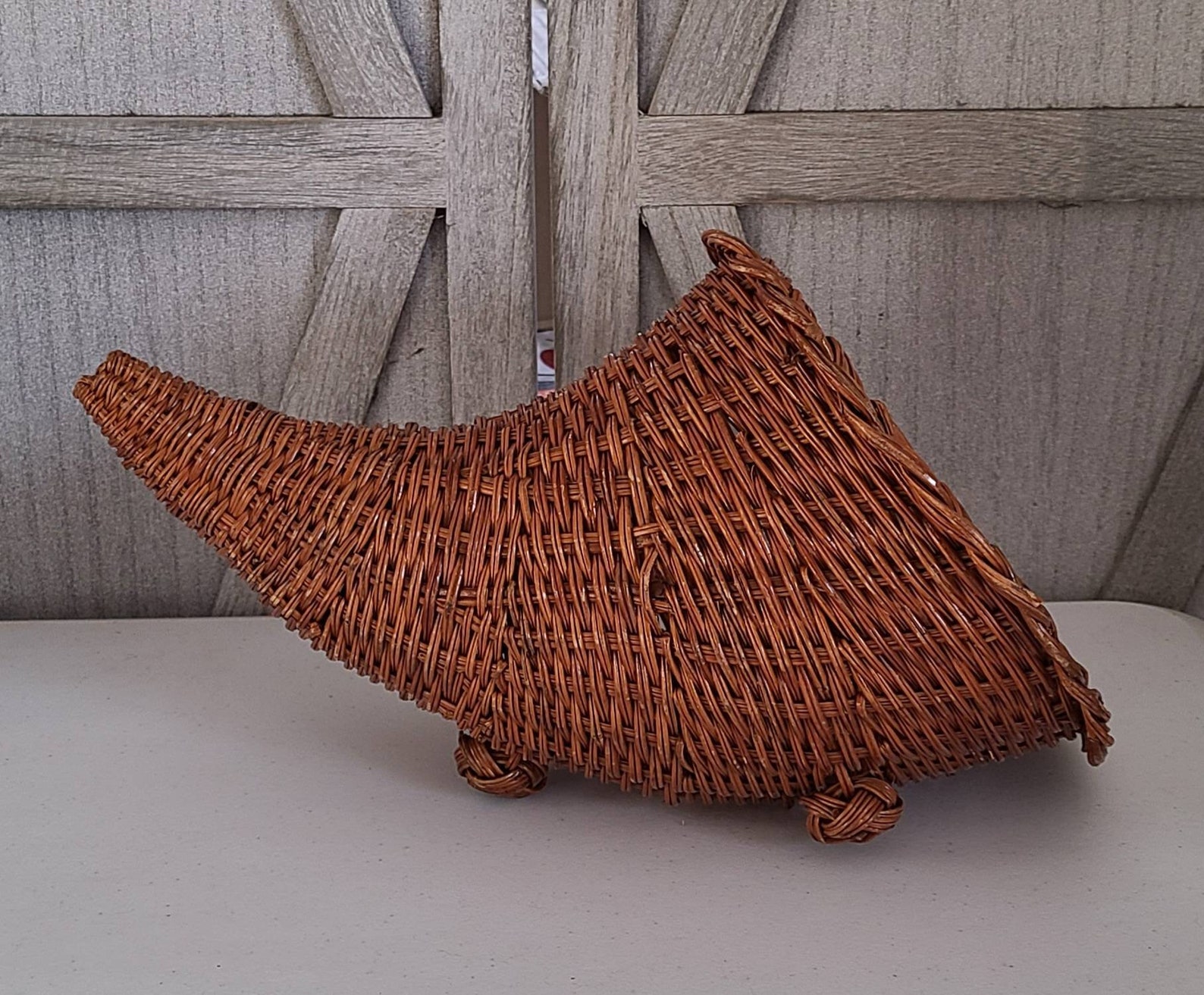 Vintage Cornucopia Wicker Basket. Etsy