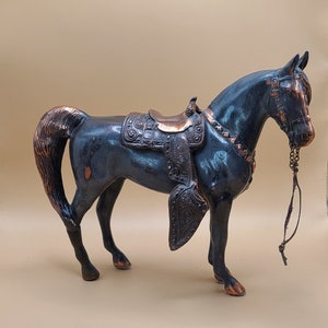 Vintage Cast Iron Copper Horse Statue