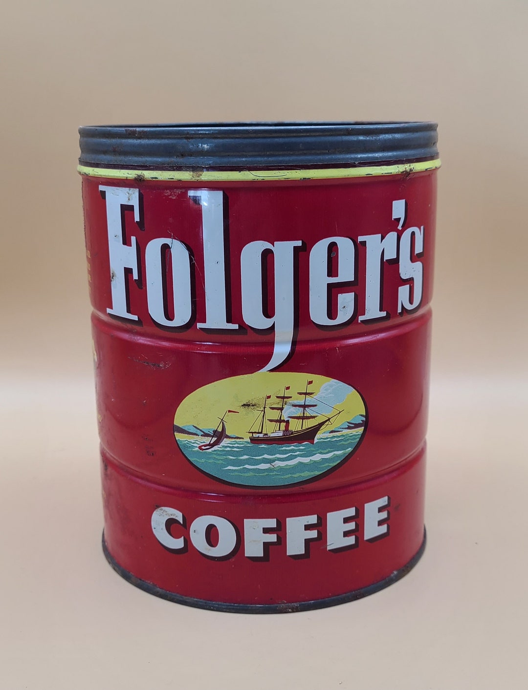 Vintage Folgers Coffee Can Etsy