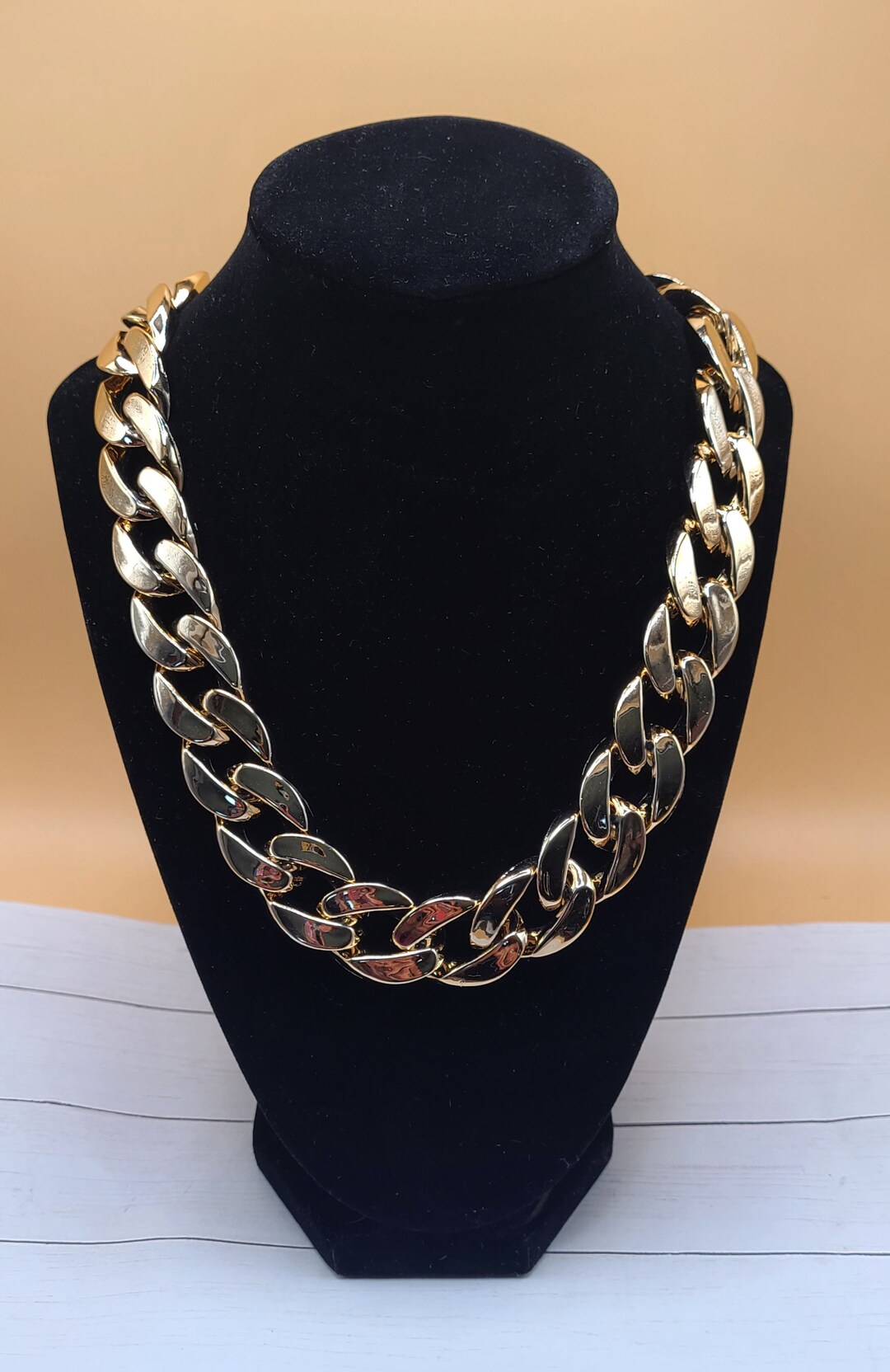 Vintage Large Chunky Fake Gold Chain Necklace Etsy