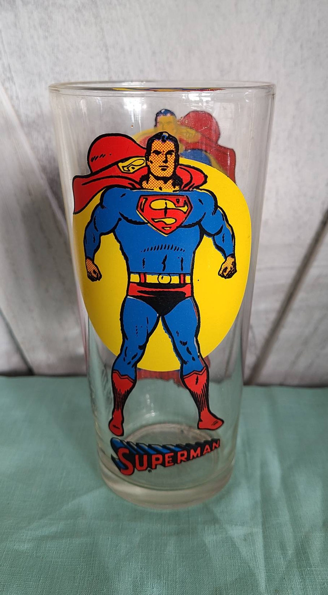 1976 Superman Pepsi Super Series Collectable Drinking Glass 1976 Superman Pepsi Super Series Collectable Drinking Glass