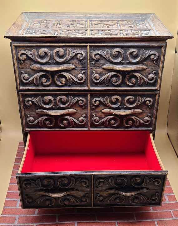 Vintage Ornate 3 Drawer Jewelry Box - image 2