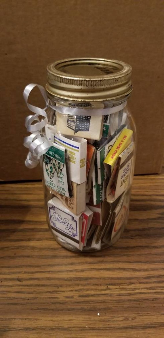 Vintage Matchbooks in a Mason Jar. Etsy