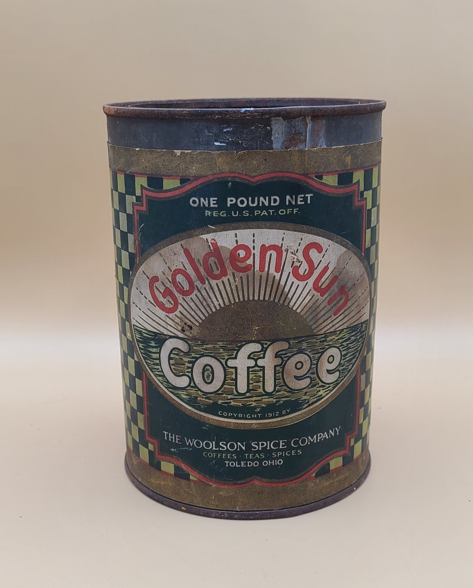 Vintage Golden Sun Coffee Can - Etsy