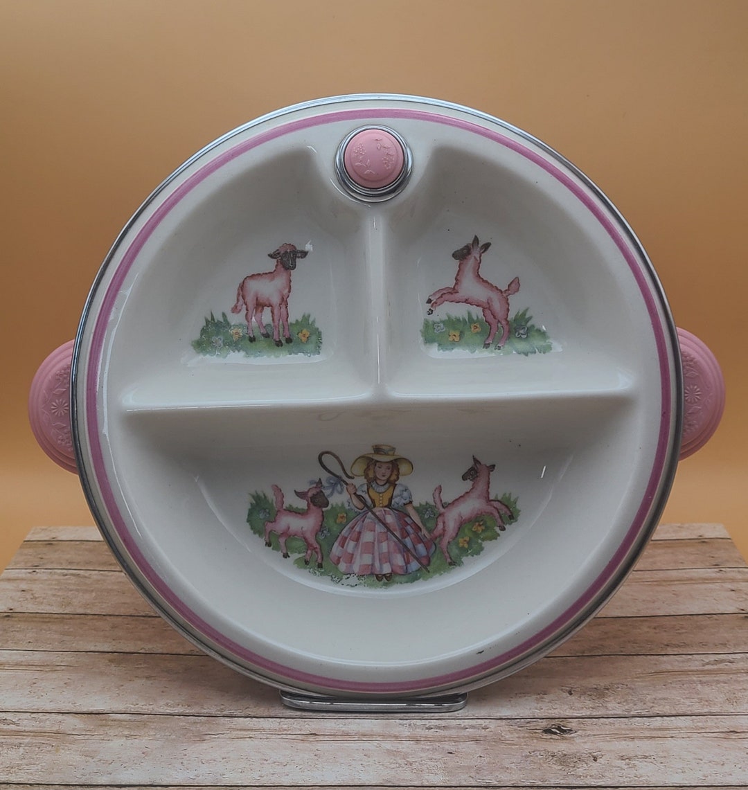 Vintage Baby Food Warming Bowl With Little Bo Peep Nursery Rhyme Design