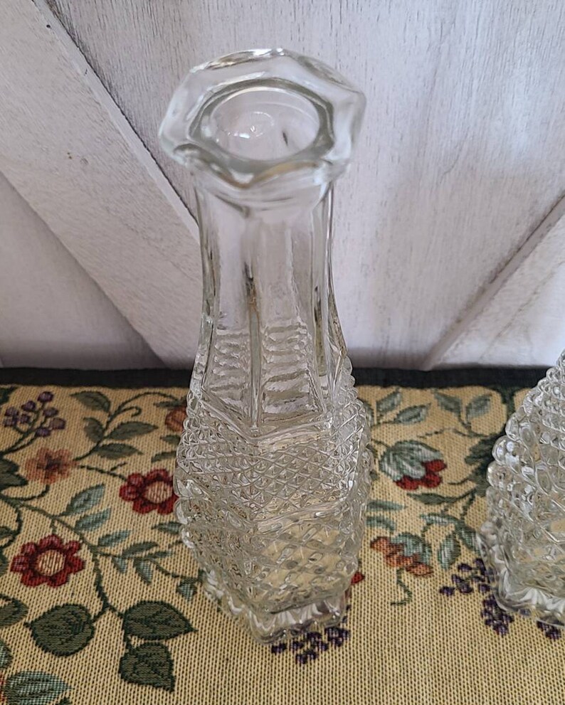 Pair of Vintage Pressed Glass Vases Etsy