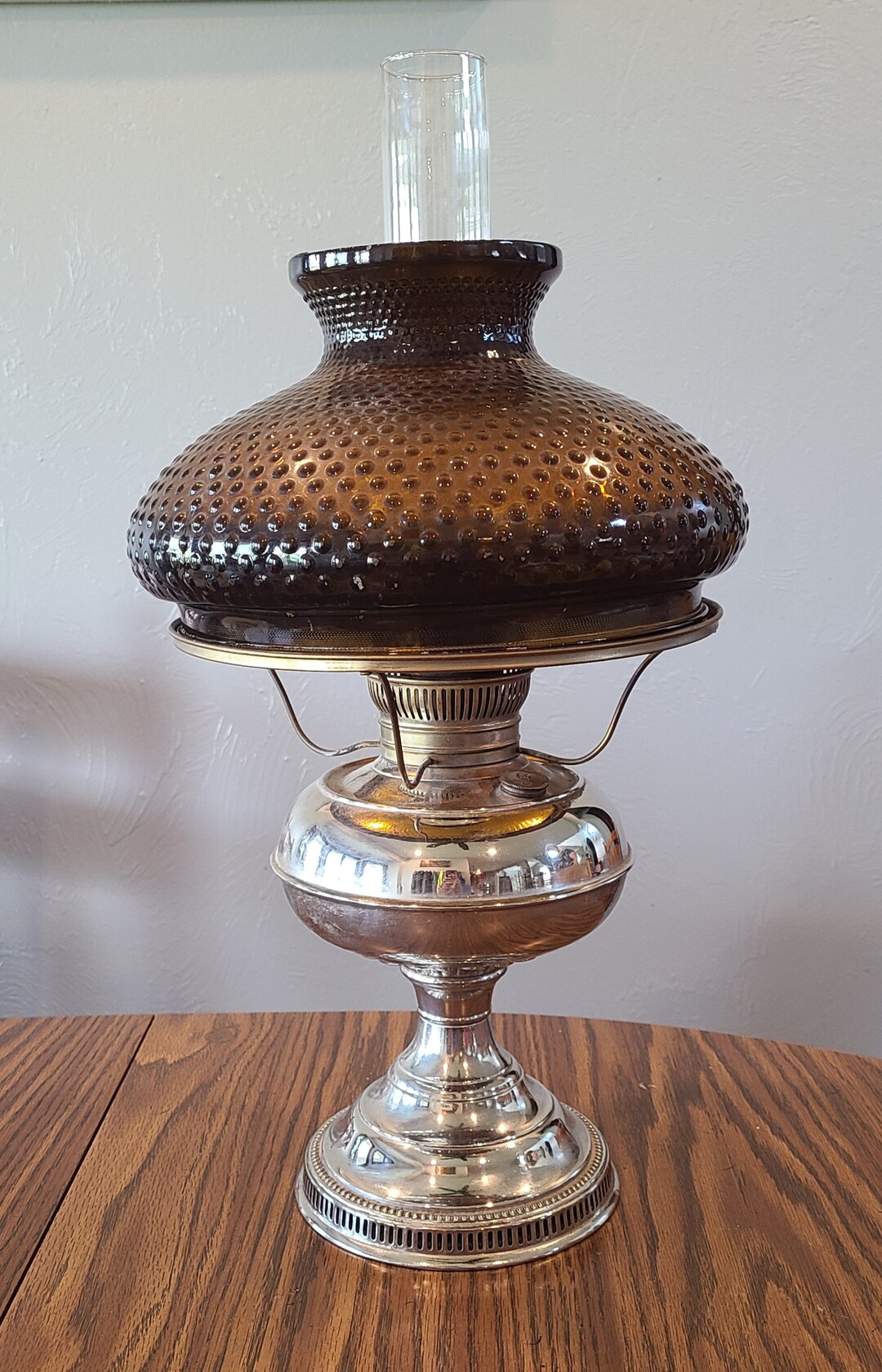 Vintage 1905 Rayo Oil Lamp With Beautiful Decorative Shade Etsy