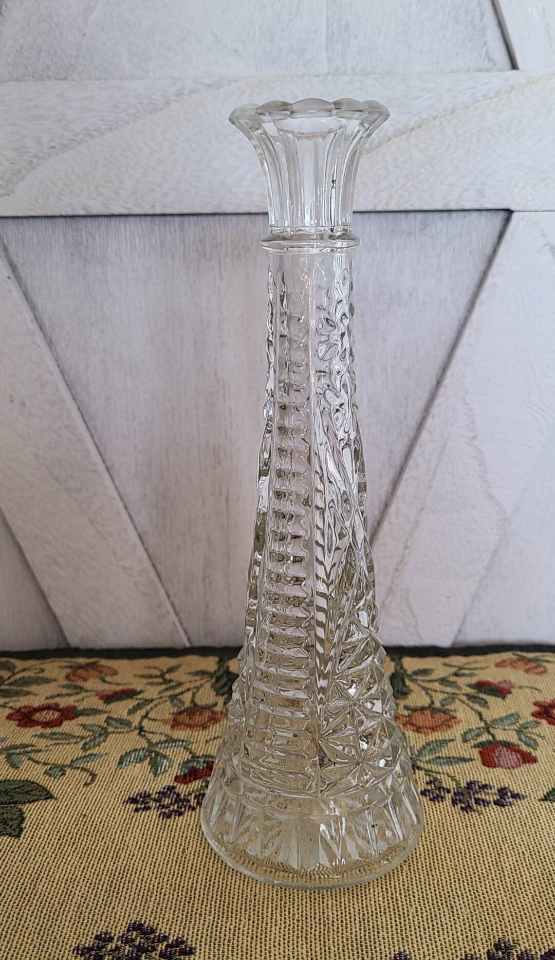 Vintage Pressed Glass Vase Etsy