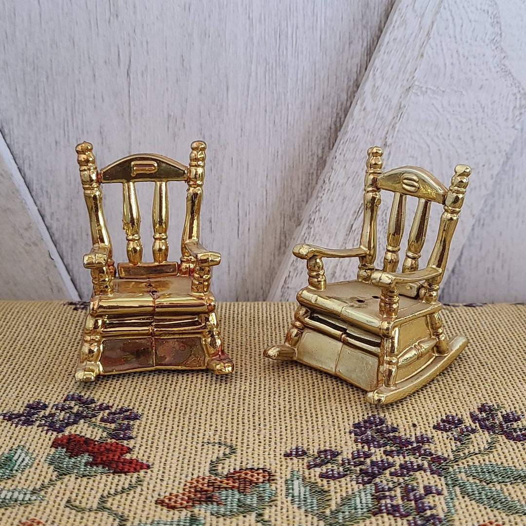 Vintage Brass Rocking Chair Salt and Pepper Shakers. - Etsy