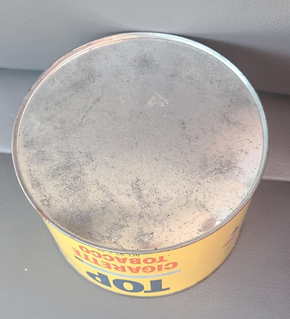 Vintage EMPTY Bright Yellow Top Cigarette Tobacco Tin