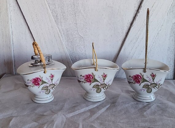 cigarette lighter ashtray Vintage 3 Piece Cigarette Ensemble, Lighter, Ashtray, and Holder