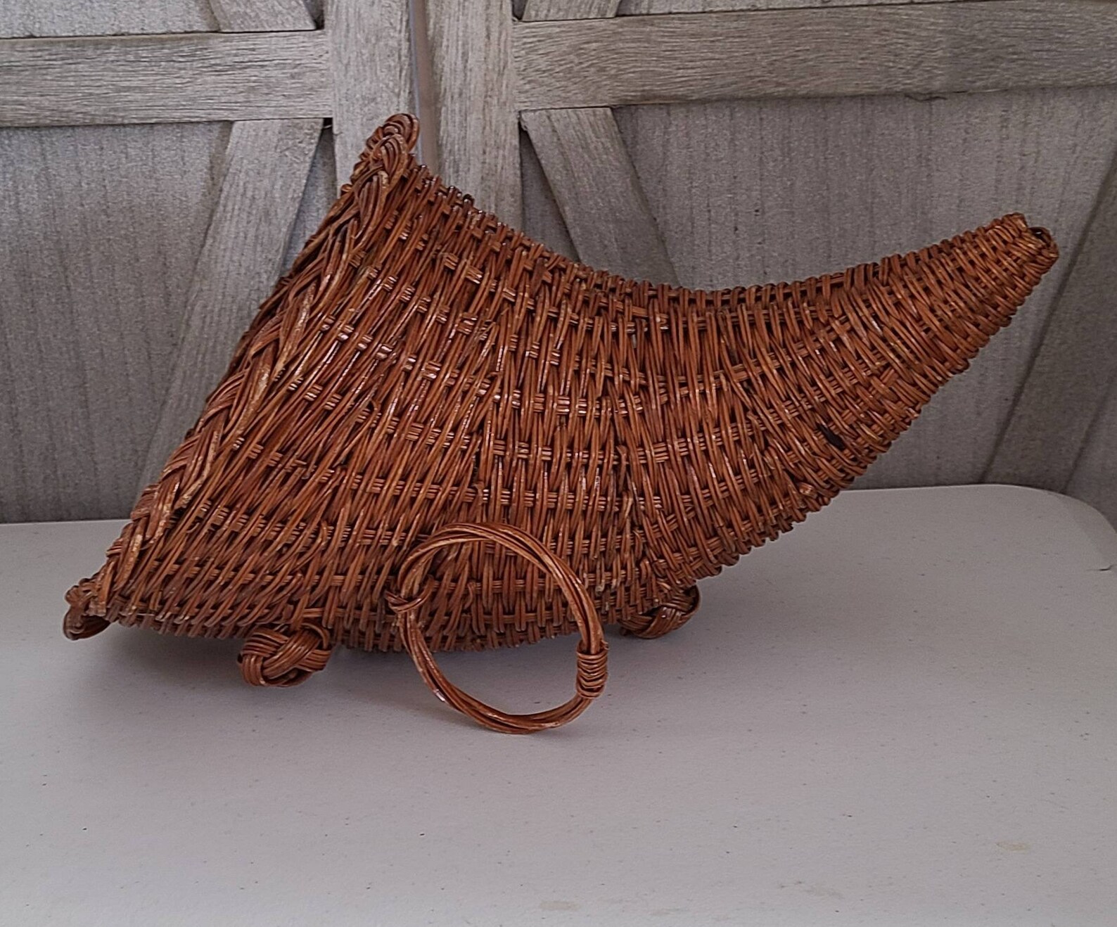 Vintage Cornucopia Wicker Basket. Etsy